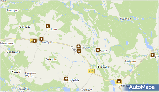 mapa Budowo, Budowo na mapie Targeo