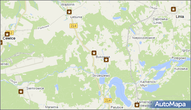 mapa Bukowina gmina Cewice, Bukowina gmina Cewice na mapie Targeo