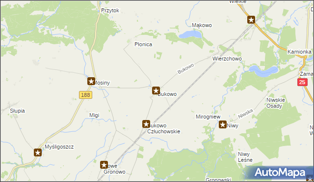 mapa Bukowo gmina Człuchów, Bukowo gmina Człuchów na mapie Targeo