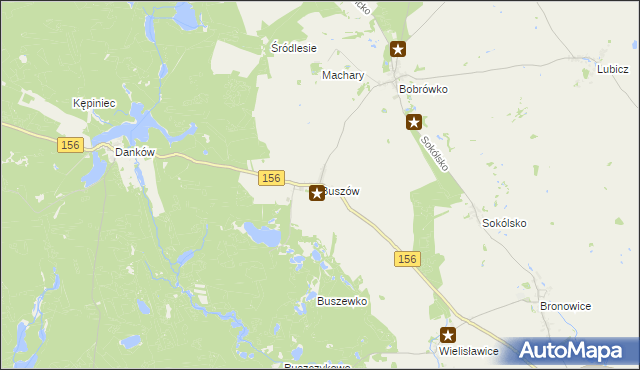 mapa Buszów gmina Strzelce Krajeńskie, Buszów gmina Strzelce Krajeńskie na mapie Targeo