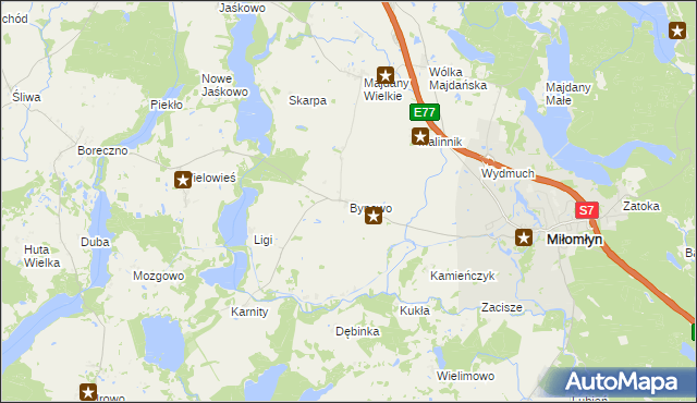 mapa Bynowo, Bynowo na mapie Targeo