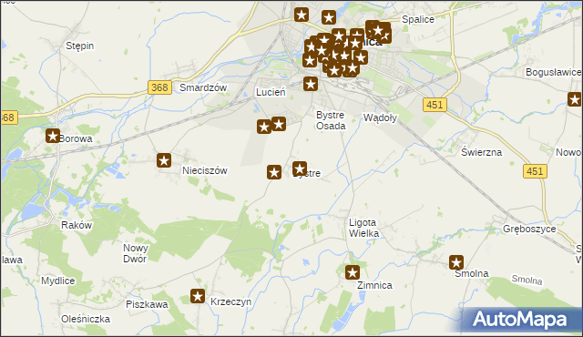 mapa Bystre gmina Oleśnica, Bystre gmina Oleśnica na mapie Targeo