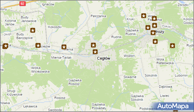 mapa Cegłów powiat miński, Cegłów powiat miński na mapie Targeo