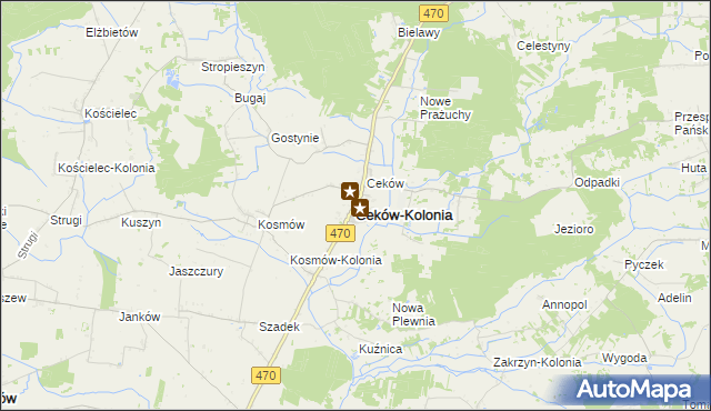 mapa Ceków-Kolonia, Ceków-Kolonia na mapie Targeo