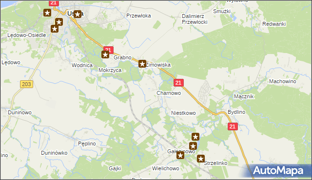 mapa Charnowo gmina Ustka, Charnowo gmina Ustka na mapie Targeo