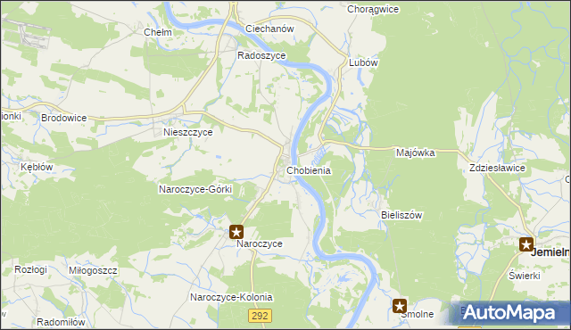 mapa Chobienia, Chobienia na mapie Targeo