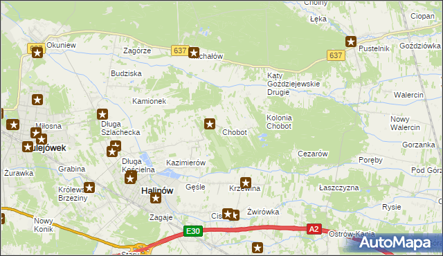 mapa Chobot gmina Halinów, Chobot gmina Halinów na mapie Targeo