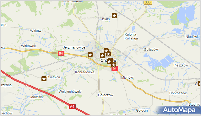 mapa Chojnów powiat legnicki, Chojnów powiat legnicki na mapie Targeo