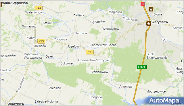 mapa Chomentów-Puszcz, Chomentów-Puszcz na mapie Targeo