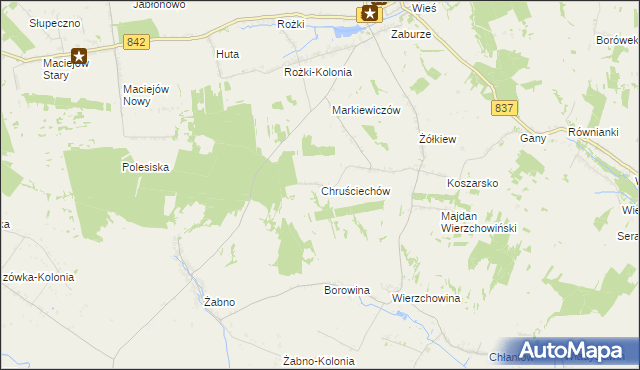 mapa Chruściechów gmina Żółkiewka, Chruściechów gmina Żółkiewka na mapie Targeo