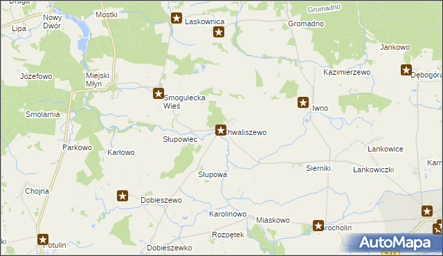 mapa Chwaliszewo gmina Kcynia, Chwaliszewo gmina Kcynia na mapie Targeo