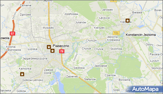 mapa Chylice gmina Piaseczno, Chylice gmina Piaseczno na mapie Targeo