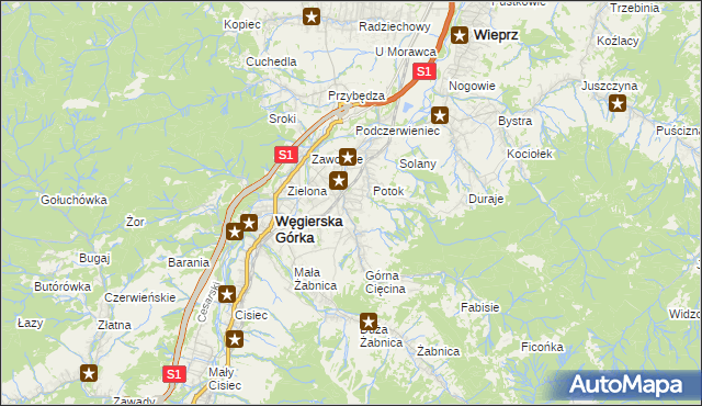 mapa Cięcina, Cięcina na mapie Targeo