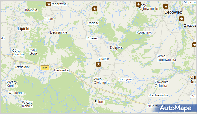 mapa Cieklin, Cieklin na mapie Targeo