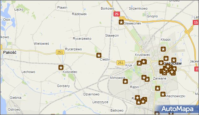 mapa Cieślin gmina Inowrocław, Cieślin gmina Inowrocław na mapie Targeo