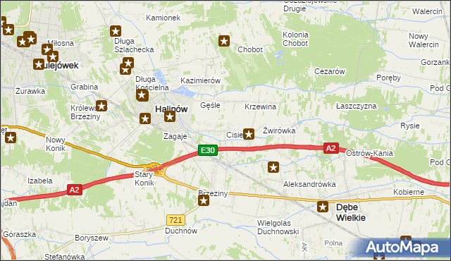 mapa Cisie gmina Halinów, Cisie gmina Halinów na mapie Targeo