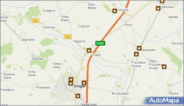 mapa Czacz gmina Śmigiel, Czacz gmina Śmigiel na mapie Targeo