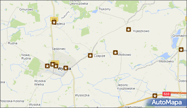 mapa Czajcze gmina Wysoka, Czajcze gmina Wysoka na mapie Targeo