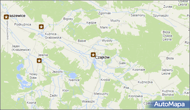 mapa Czajków powiat ostrzeszowski, Czajków powiat ostrzeszowski na mapie Targeo