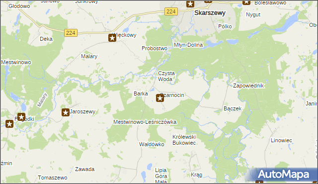 mapa Czarnocin gmina Skarszewy, Czarnocin gmina Skarszewy na mapie Targeo