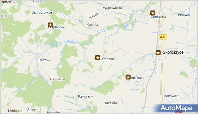 mapa Czarnolas gmina Skoroszyce, Czarnolas gmina Skoroszyce na mapie Targeo