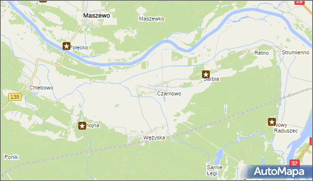 mapa Czarnowo gmina Krosno Odrzańskie, Czarnowo gmina Krosno Odrzańskie na mapie Targeo