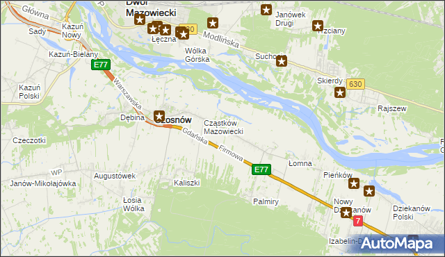 mapa Cząstków Polski, Cząstków Polski na mapie Targeo