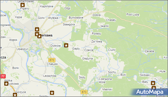 mapa Czerce, Czerce na mapie Targeo