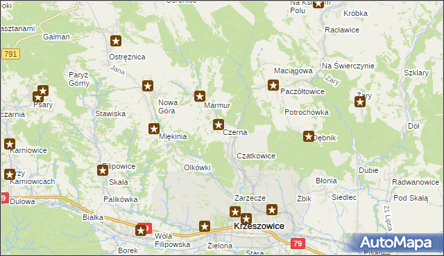 mapa Czerna gmina Krzeszowice, Czerna gmina Krzeszowice na mapie Targeo