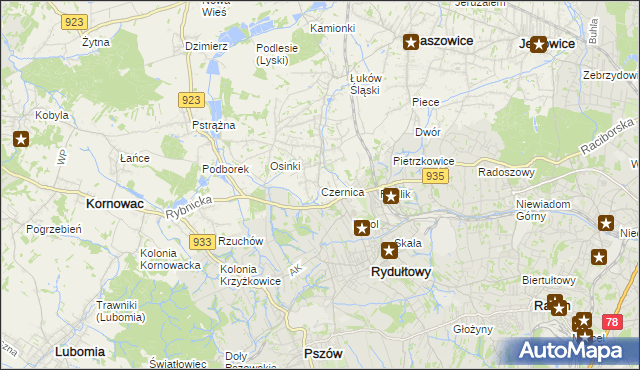 mapa Czernica gmina Gaszowice, Czernica gmina Gaszowice na mapie Targeo