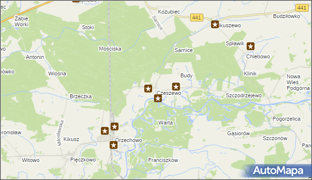 mapa Czeszewo gmina Miłosław, Czeszewo gmina Miłosław na mapie Targeo