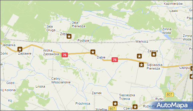 mapa Dąbie gmina Łuków, Dąbie gmina Łuków na mapie Targeo