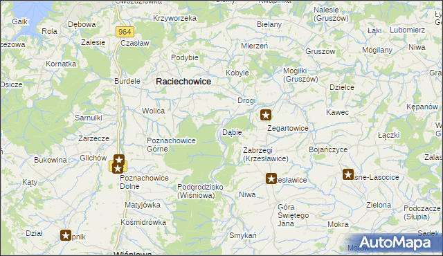mapa Dąbie gmina Raciechowice, Dąbie gmina Raciechowice na mapie Targeo