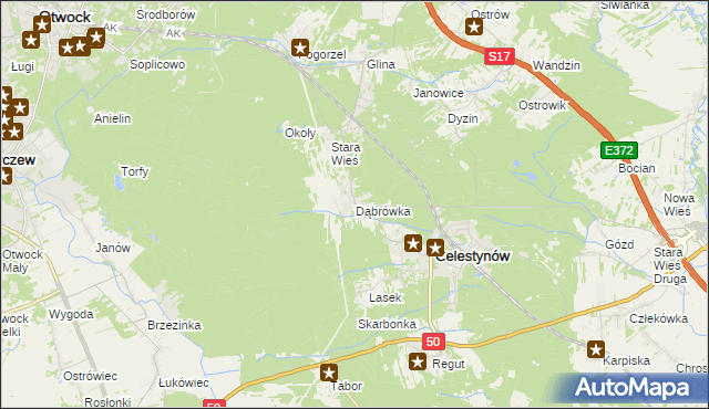 mapa Dąbrówka gmina Celestynów, Dąbrówka gmina Celestynów na mapie Targeo