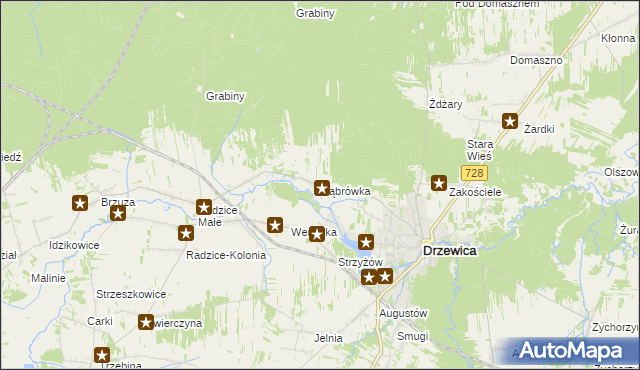 mapa Dąbrówka gmina Drzewica, Dąbrówka gmina Drzewica na mapie Targeo