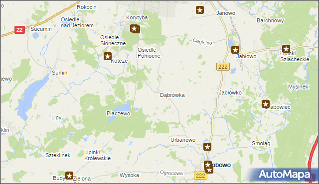 mapa Dąbrówka gmina Starogard Gdański, Dąbrówka gmina Starogard Gdański na mapie Targeo