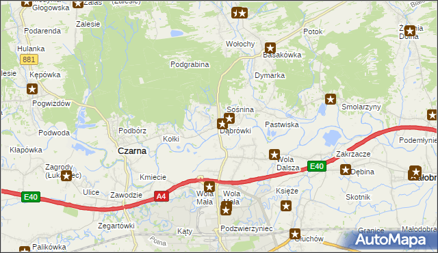 mapa Dąbrówki gmina Czarna, Dąbrówki gmina Czarna na mapie Targeo