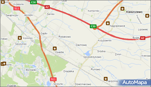 mapa Dachowa gmina Kórnik, Dachowa gmina Kórnik na mapie Targeo