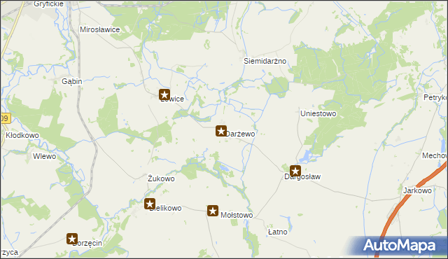 mapa Darżewo gmina Brojce, Darżewo gmina Brojce na mapie Targeo