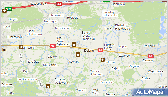 mapa Dębno powiat brzeski, Dębno powiat brzeski na mapie Targeo