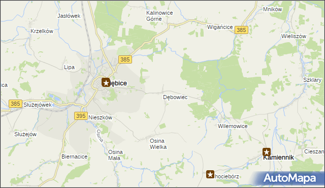 mapa Dębowiec gmina Ziębice, Dębowiec gmina Ziębice na mapie Targeo