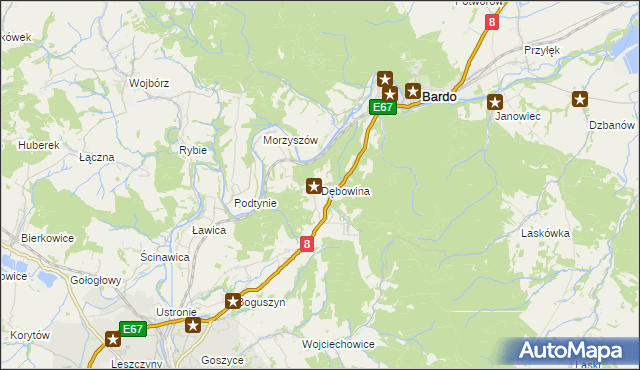 mapa Dębowina, Dębowina na mapie Targeo