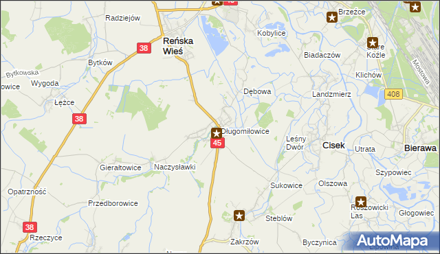 mapa Długomiłowice, Długomiłowice na mapie Targeo