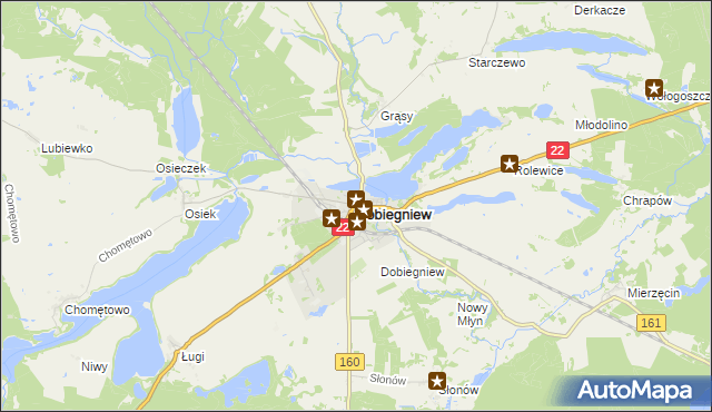 mapa Dobiegniew powiat strzelecko-drezdenecki, Dobiegniew powiat strzelecko-drezdenecki na mapie Targeo