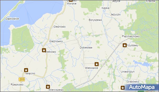 mapa Dobiesław gmina Darłowo, Dobiesław gmina Darłowo na mapie Targeo