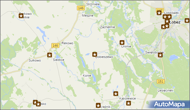 mapa Dobieszewo gmina Łobez, Dobieszewo gmina Łobez na mapie Targeo