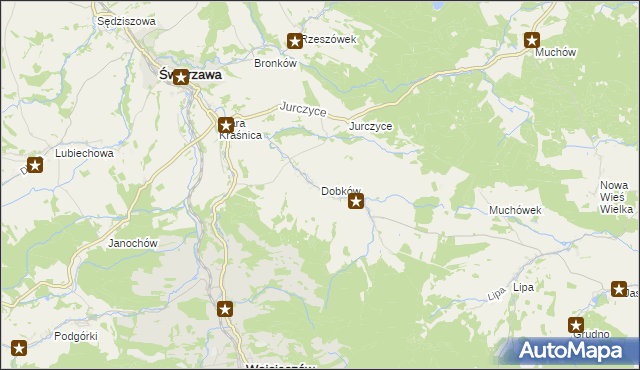 mapa Dobków gmina Świerzawa, Dobków gmina Świerzawa na mapie Targeo