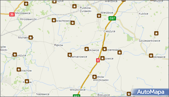 mapa Dobkowice gmina Kobierzyce, Dobkowice gmina Kobierzyce na mapie Targeo