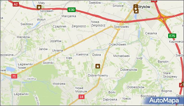 mapa Dobra gmina Stryków, Dobra gmina Stryków na mapie Targeo