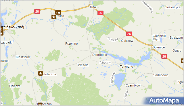 mapa Dobropole gmina Trzcińsko-Zdrój, Dobropole gmina Trzcińsko-Zdrój na mapie Targeo